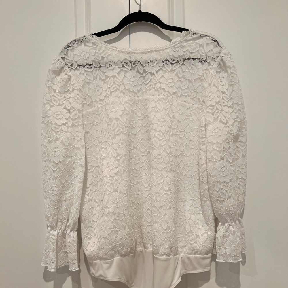 Lace, white bodysuit.